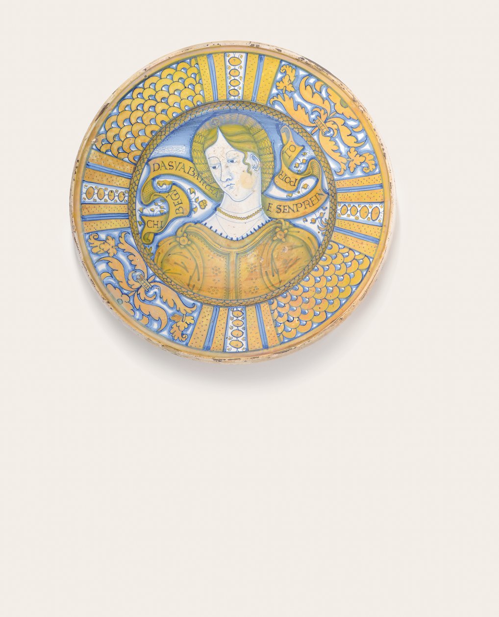 德鲁塔（Deruta）金光泽美丽女人充电器，约1500-30年 作者 意大利学校