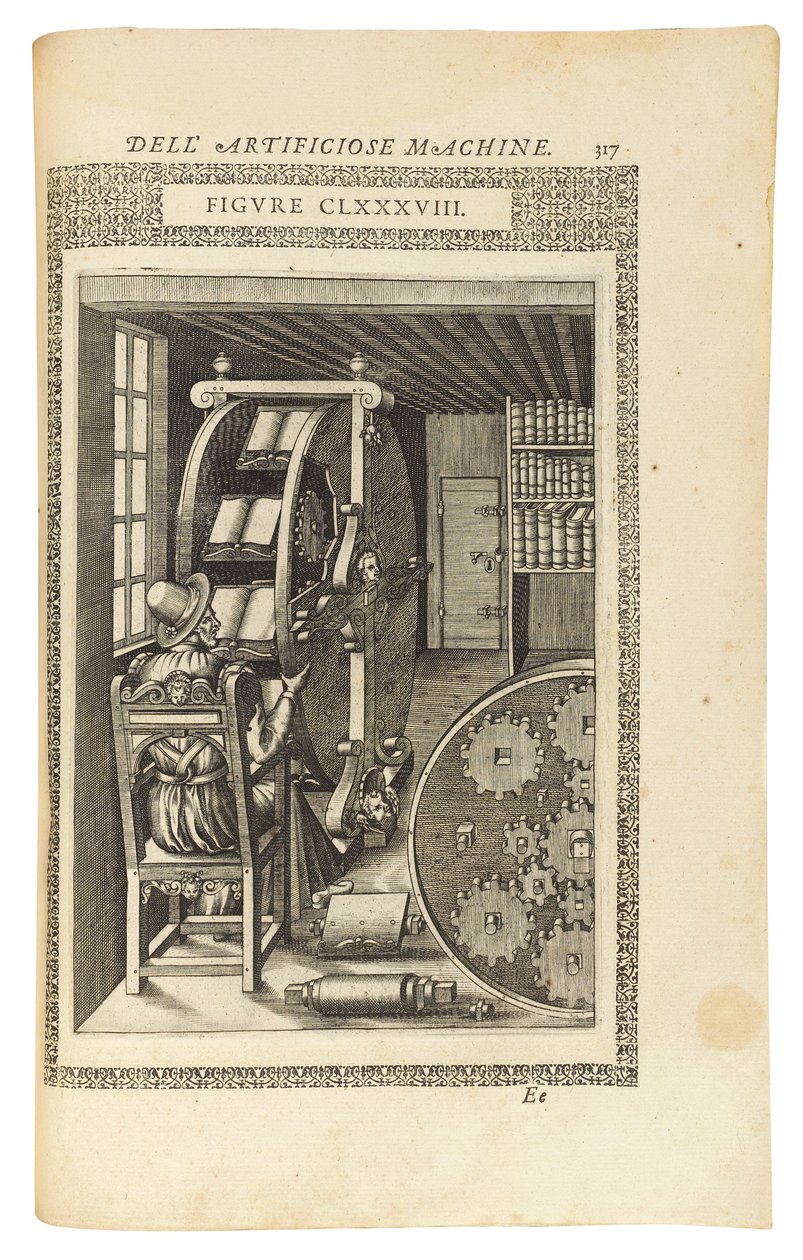 1588年的一本书“ Le Diversity et artificiose machine”的一页 作者 意大利学校