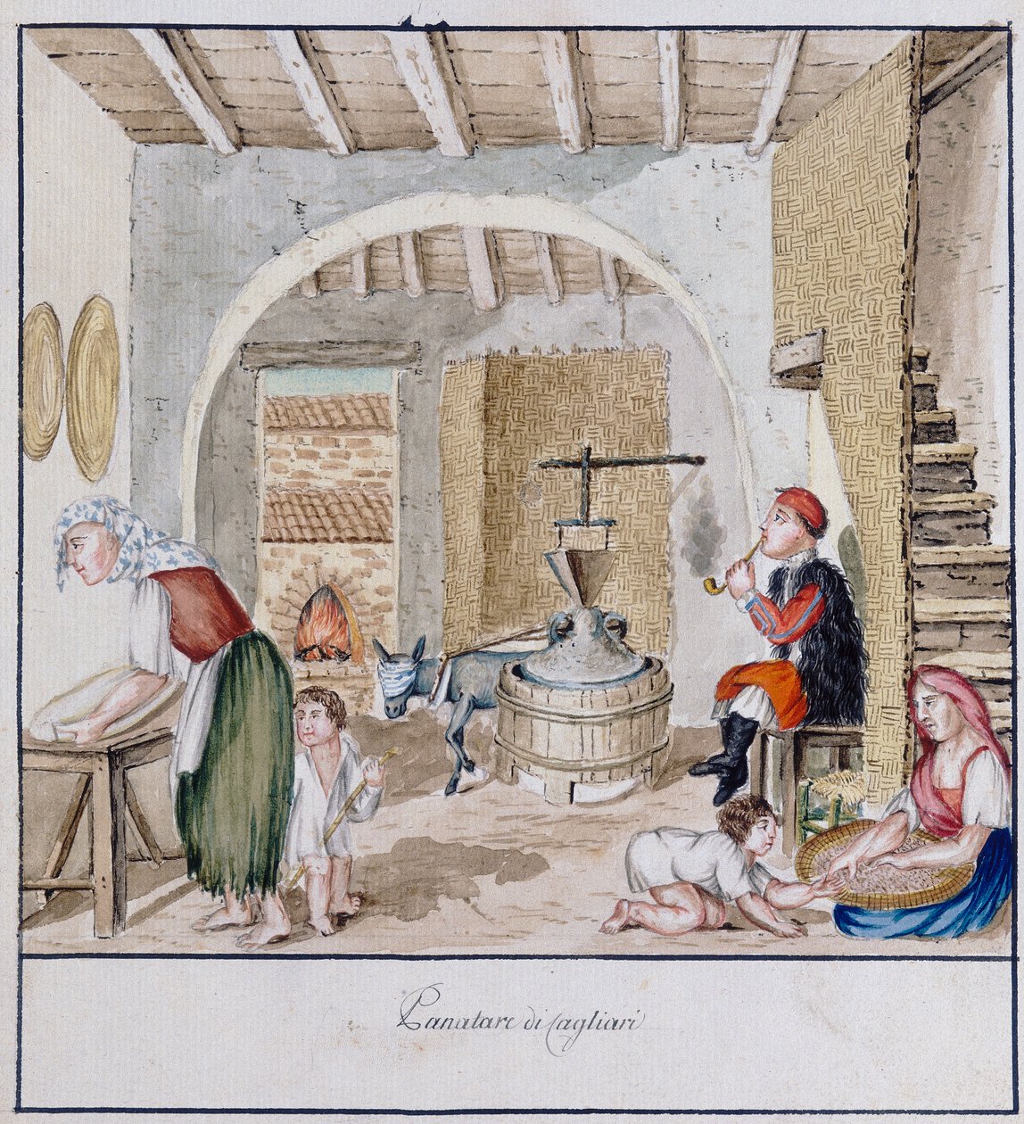 A rustic interior in Cagliari, print ms. 258, Luzzetti Collection 作者 意大利学校