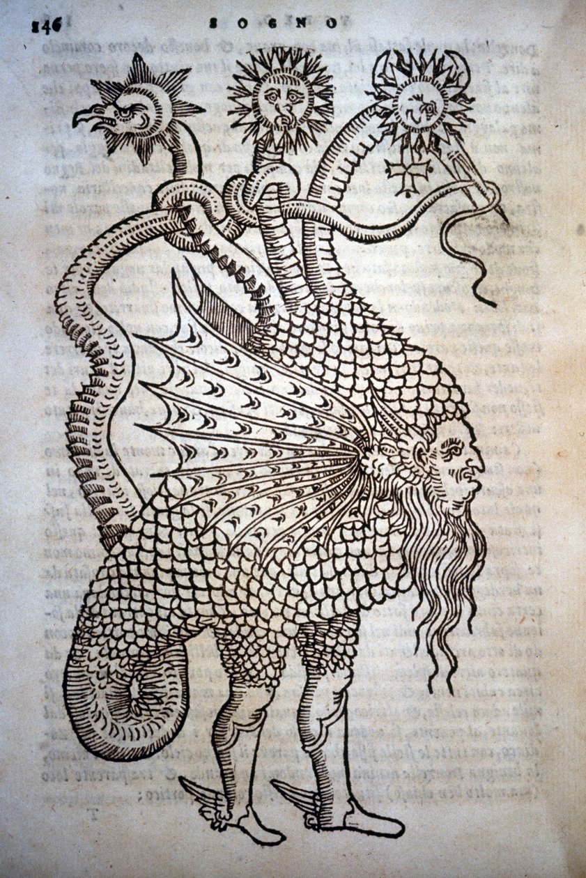 Alchimie: Monster Hybrid, in - “” De Transmutatione Metallica Sogni Tre ”, by Giovanni Battista Nazari, 1599 年在布雷西亚编辑。 作者 意大利学校