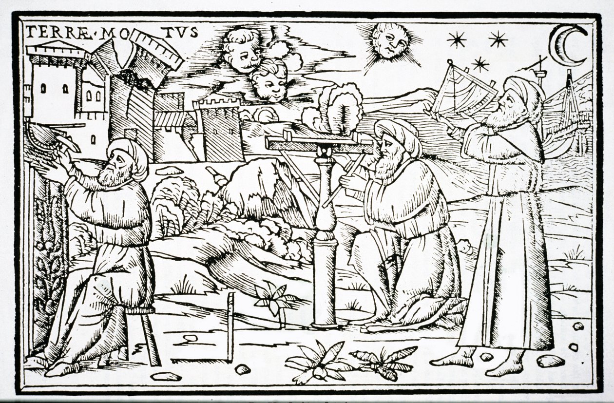 阿拉伯占星家，一个插图来自Somnium Sciopinis由Macrobius，威尼斯1513，用于魔术史，出版于19世纪末 作者 意大利学校