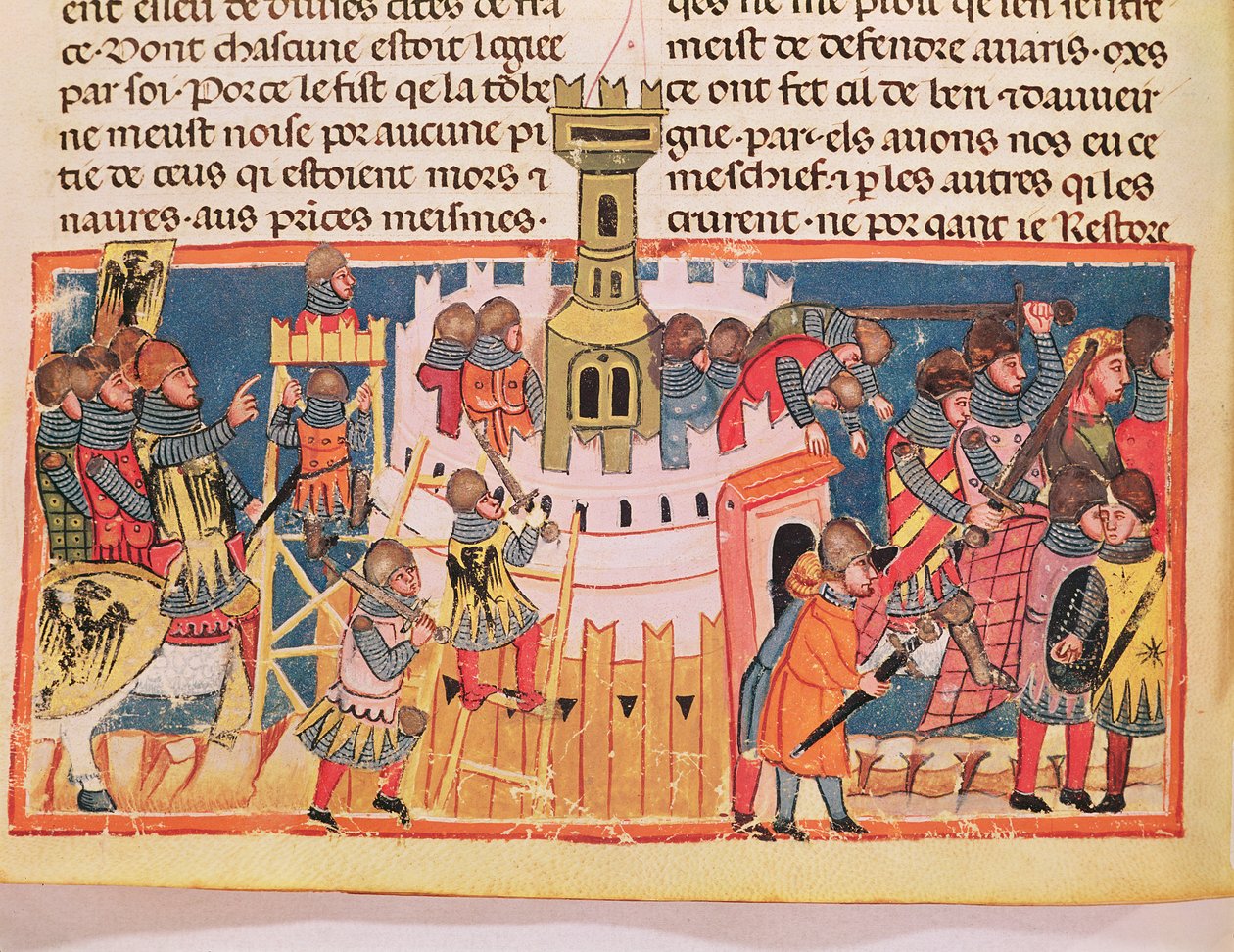 攻击堡垒，来自&39;Vite di Dodici Cesari&39;，由Gaius Suetonius Tranquillus（c.75-150）（天鹅绒） 作者 意大利学校