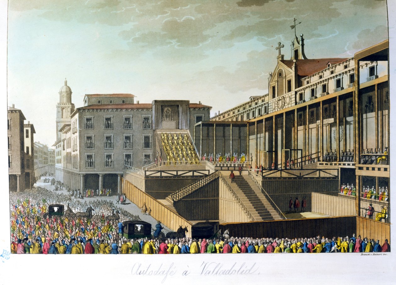 巴利亚多利德的Auto da Fe，来自Jules Ferrario的Le Costume Ancien et Moderne，由Bramati和Raineri雕刻，在米兰出版，1820年 作者 意大利学校