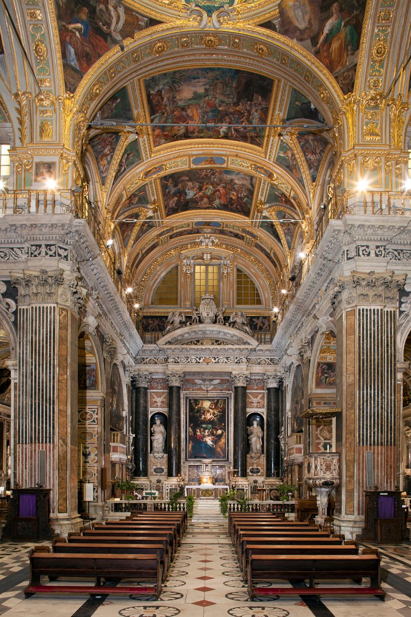 巴洛克艺术：罗马耶稣圣名耶稣会教堂 (chiesa del Gesu) 的内景 作者 意大利学校