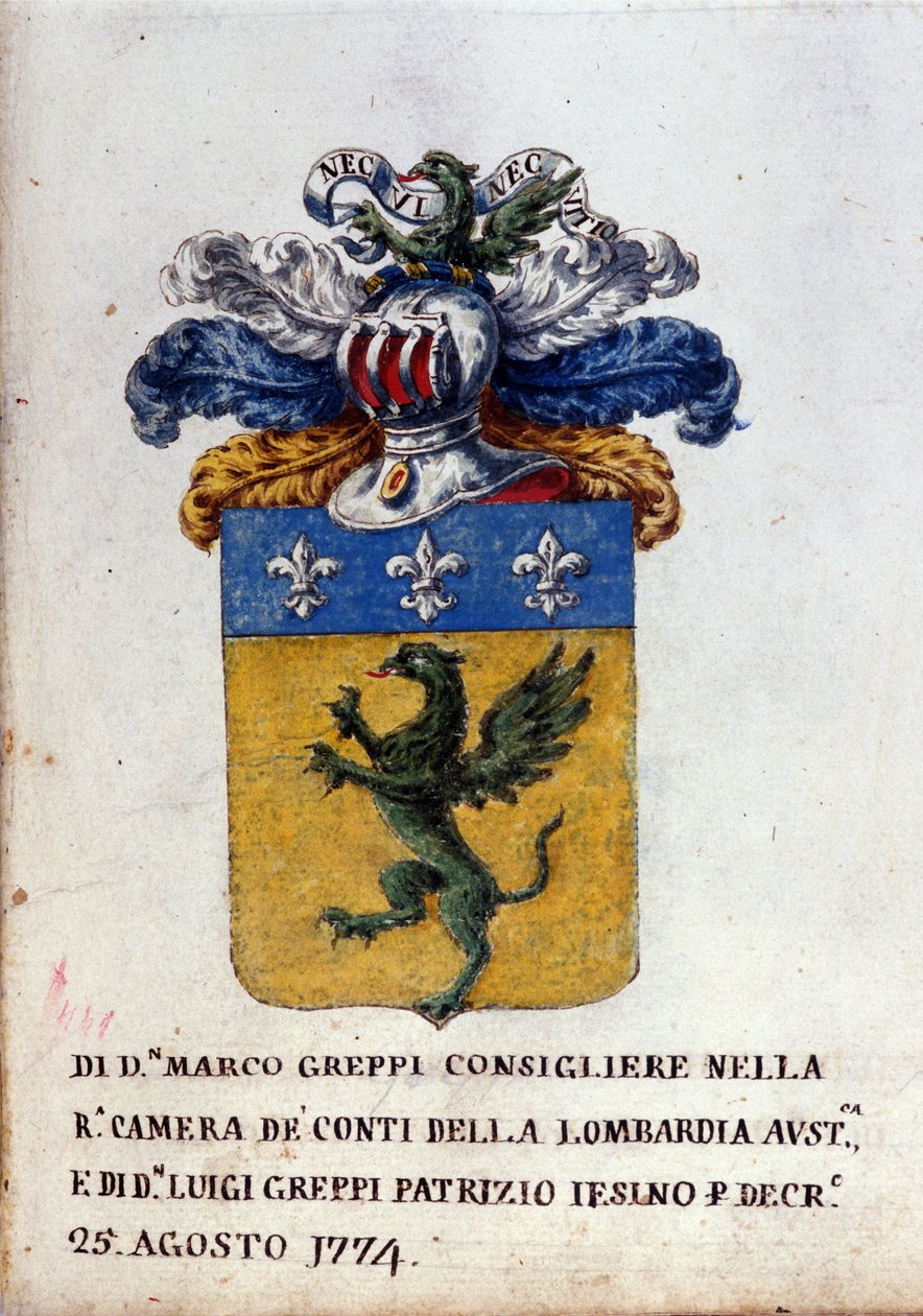 Blason de la famille Greppi de Milan, casque d