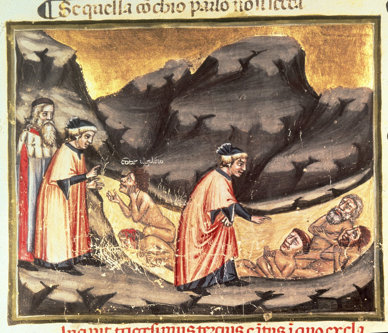 Canto XXXIII Dante和Virgil在Divine Comedy（Inferno）的叛徒圈中遇见Ugolino，c.1313 作者 意大利学校
