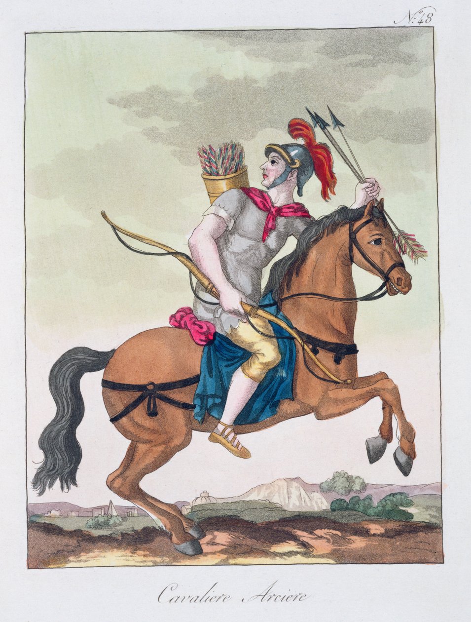 骑兵弓箭手，来自LAntica Roma，1825年 作者 意大利学校