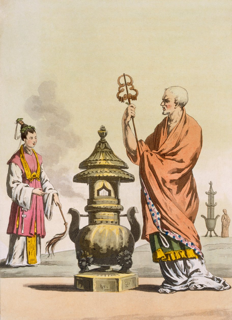 中国道教的宗教习俗：穿着祭祀长袍的郎中，约1820-30年。 作者 意大利学校