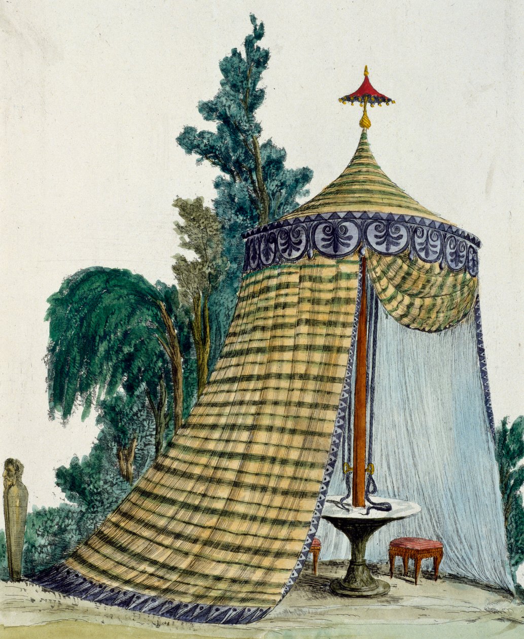 花园中的中国亭子，约1810年，雕刻，意大利 作者 意大利学校