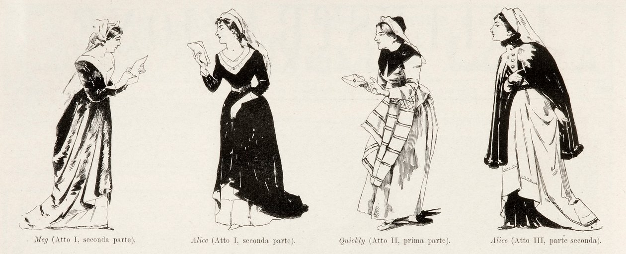 威尔第歌剧“福斯塔夫”的演出，来自意大利LIllustrazionea，XX，N，8，1893年2月19日 作者 意大利学校