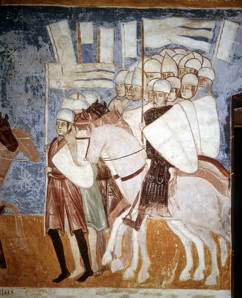 十字军听奥托内-维斯康蒂（1208 - 1295）的演讲。Rocca di Angera的壁画，14世纪初。 作者 意大利学校