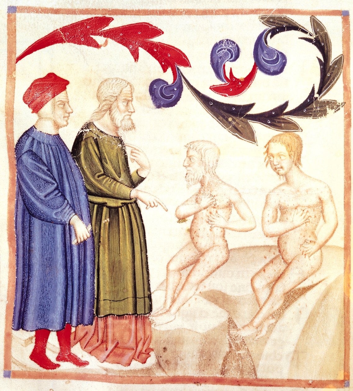 Dante，Virgil和瘟疫患者，来自Dante Alighieri的神曲（1265-1321） 作者 意大利学校