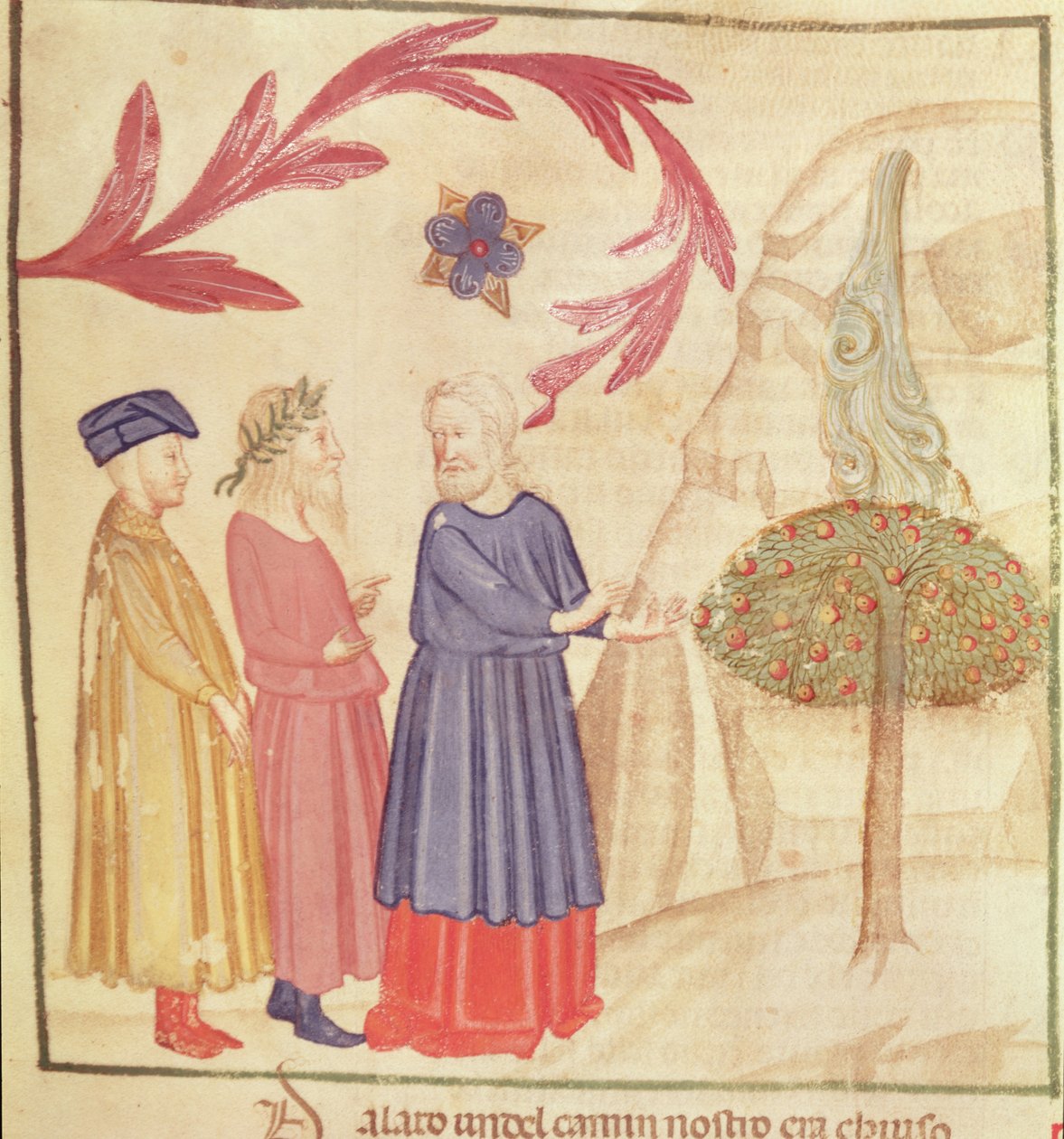 Dante和Virgil（公元前70-19）在陆地天堂，来自Dante Alighieri的神曲（1265-1321） 作者 意大利学校