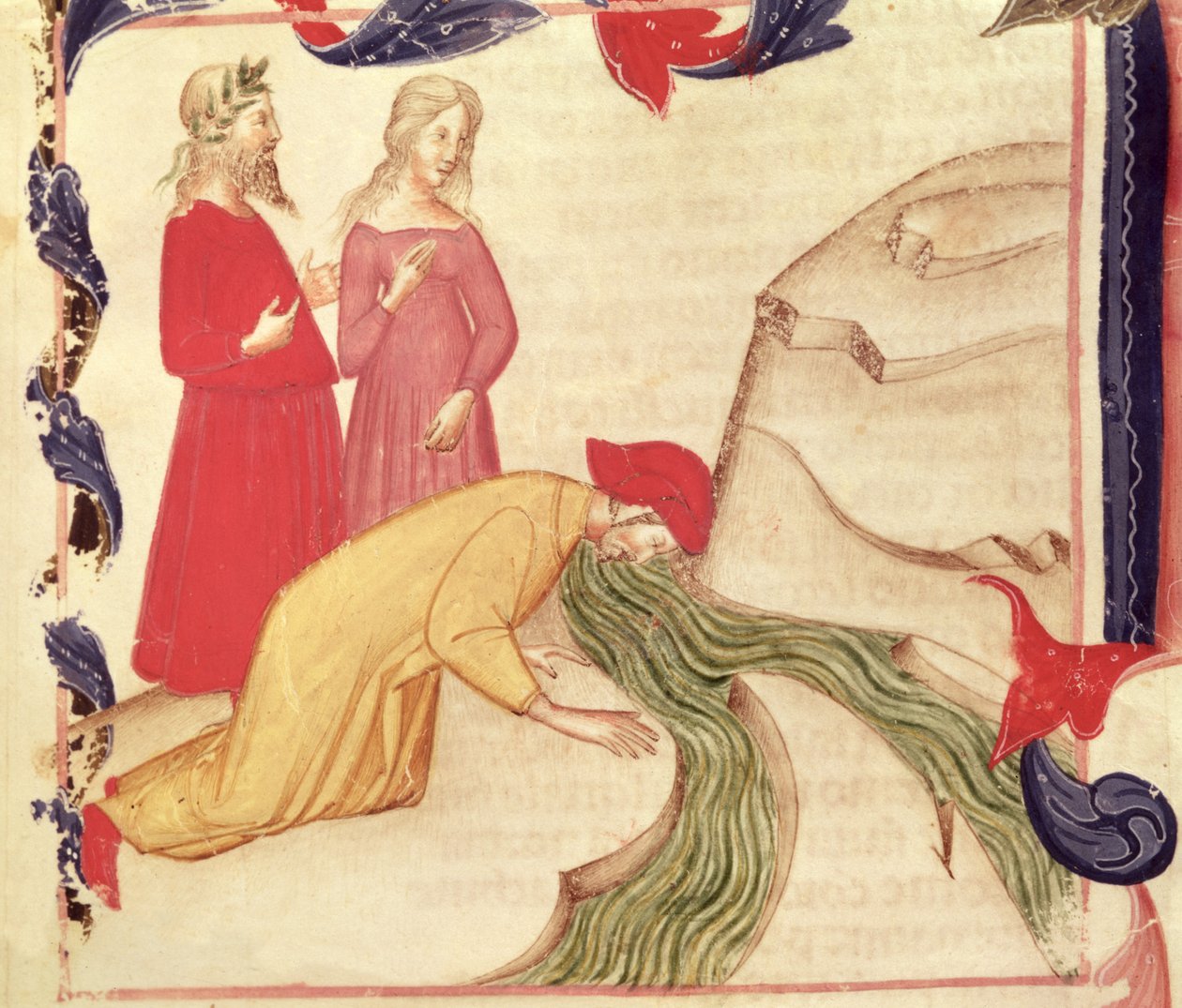 Dante在进入天堂之前净化自己，来自Dante Alighieri的The Divine Comedy（1265-1321） 作者 意大利学校
