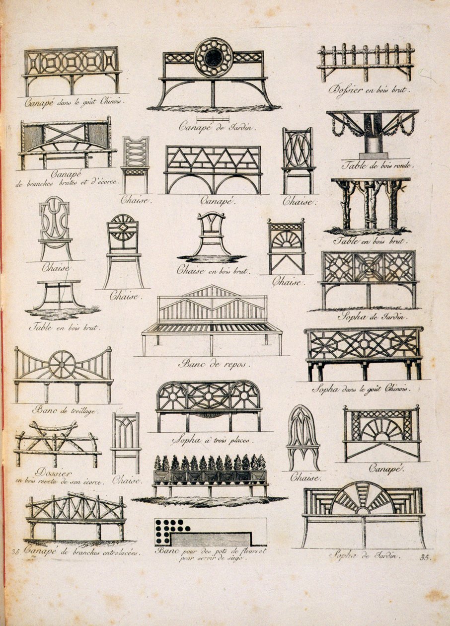 花瓶座椅的设计，来自A Compendium of Drawing，JG Grohmann，1805年出版 作者 意大利学校