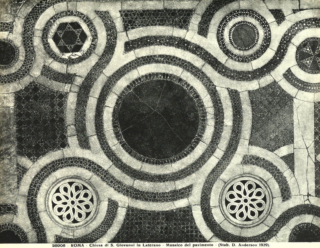 罗马拉特兰圣乔瓦尼大教堂 Cosmatesque 地板的细节（马赛克） 作者 意大利学校