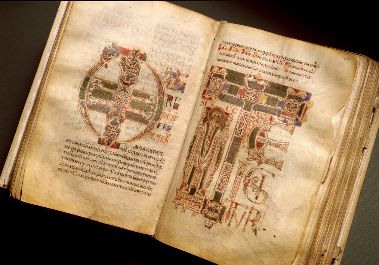 一份 11 世纪的礼仪手稿的双页。 (Ms.B 8, folii 170v. 171r.) 来自 Val Castoriana 的 Sant
