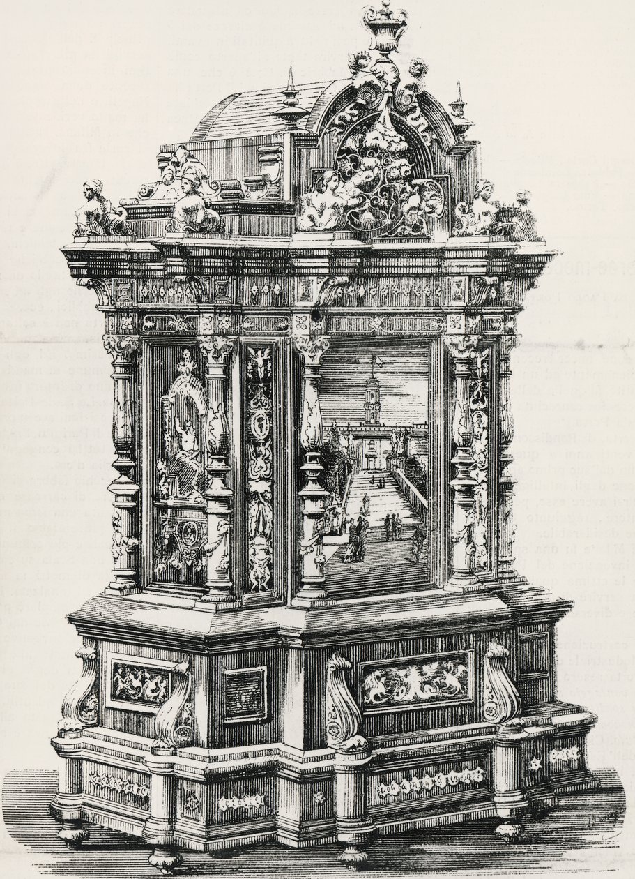 佩鲁贾的橱柜制造商Alessandro Monteneri（活跃于19-20世纪）制作的黑檀木橱柜，1881年意大利米兰展览的插图。 作者 意大利学校