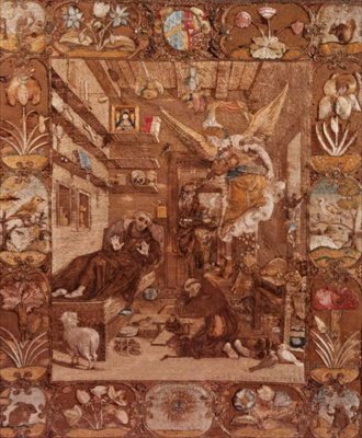 由Paolo Piazza，1599-1622（纺织品）绘画后，在狂喜中的St.Francis的刺绣图片 作者 意大利学校