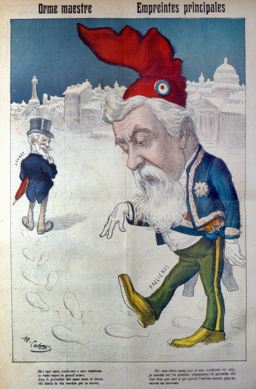 法利埃沿着卢贝的足迹行走，选自《拉纳》，约 1910 年（印刷品） 作者 意大利学校