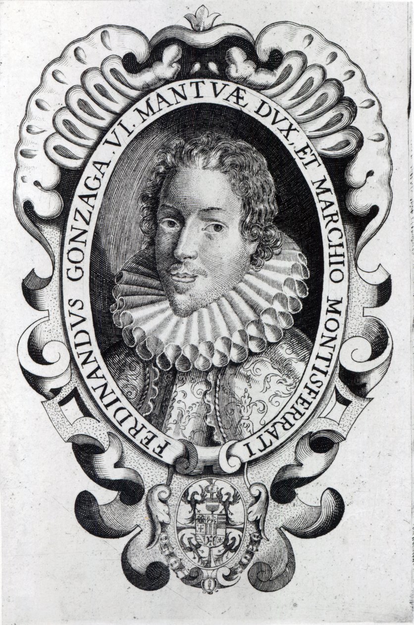 曼图亚公爵Ferdinando Gonzaga（雕刻）（bw照片） 作者 意大利学校