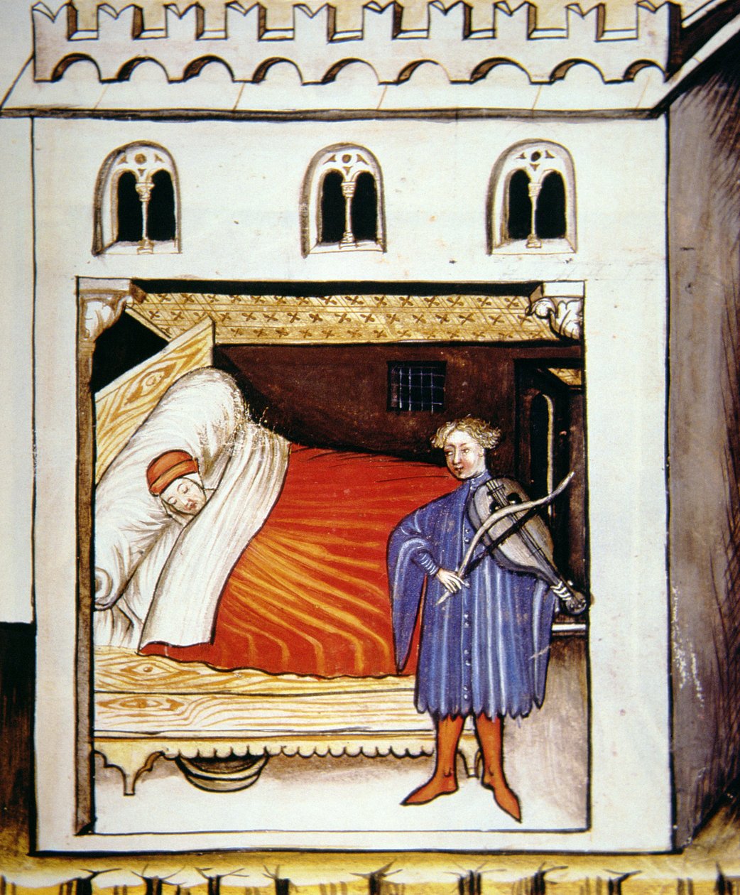 Fol.100r睡眠，来自Tacuinum Santiatis Codex Vindobonensis的插图 作者 意大利学校