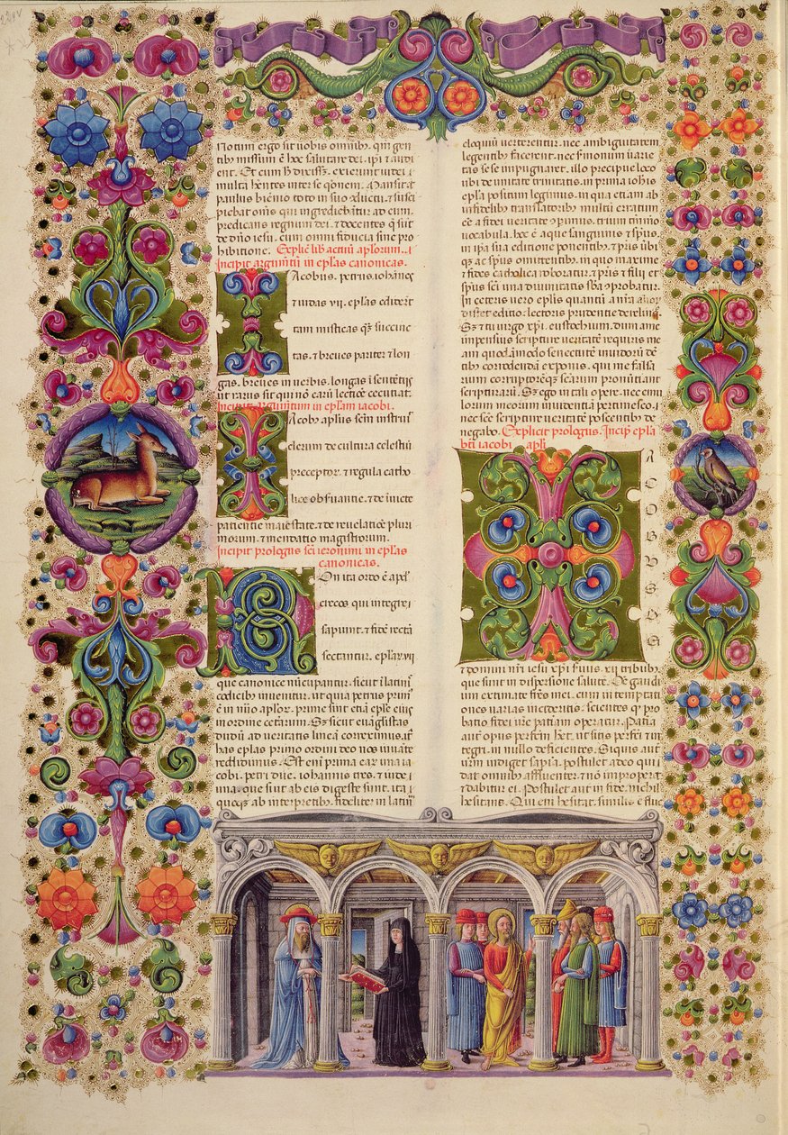 Fol.229 《雅各书》，选自《博尔索-德-埃斯特圣经》。第 1 卷（牛皮纸） 作者 意大利学校