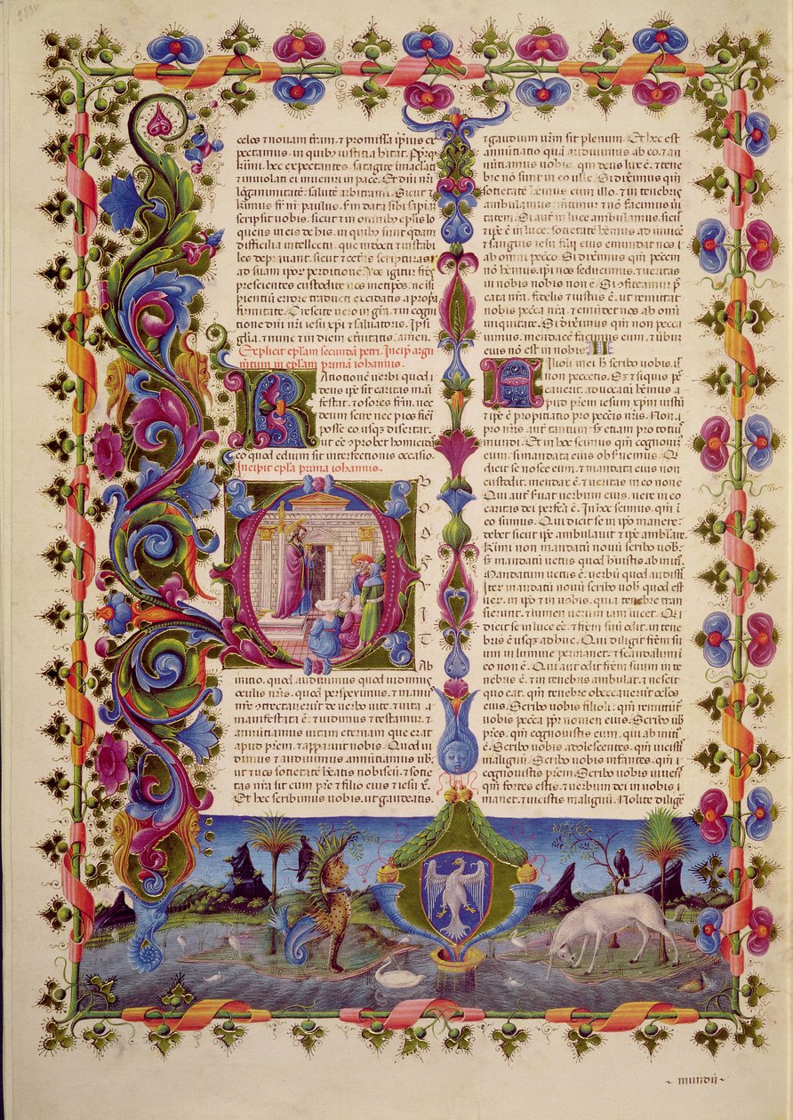 Fol.233v 《圣约翰致使徒的信》，选自 Borso d