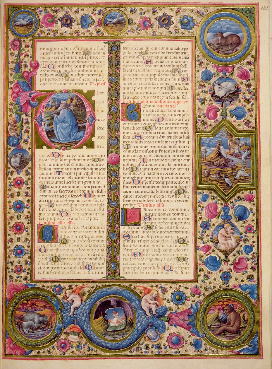 Fol.263r 《撒迦利亚书》，选自《博尔索-德-埃斯特圣经》。第 1 卷（牛皮纸） 作者 意大利学校