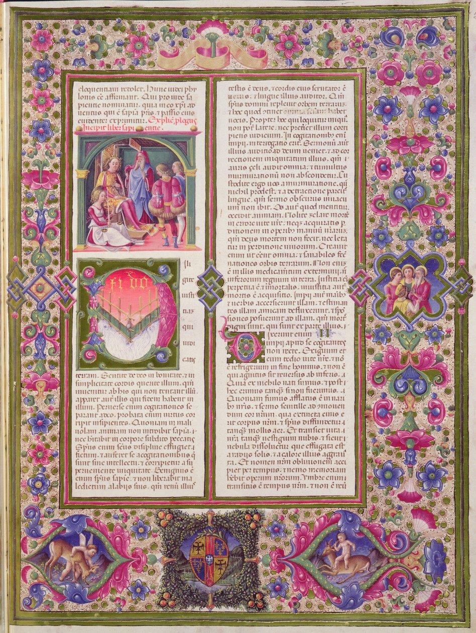 Fol.286r 《智慧书》开篇，选自《博尔索-德-埃斯特圣经》。第 1 卷（牛皮纸） 作者 意大利学校