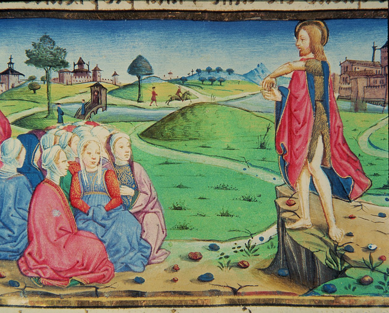 Fol.44r 施洗者圣约翰布道和施洗（牛皮纸） 作者 意大利学校