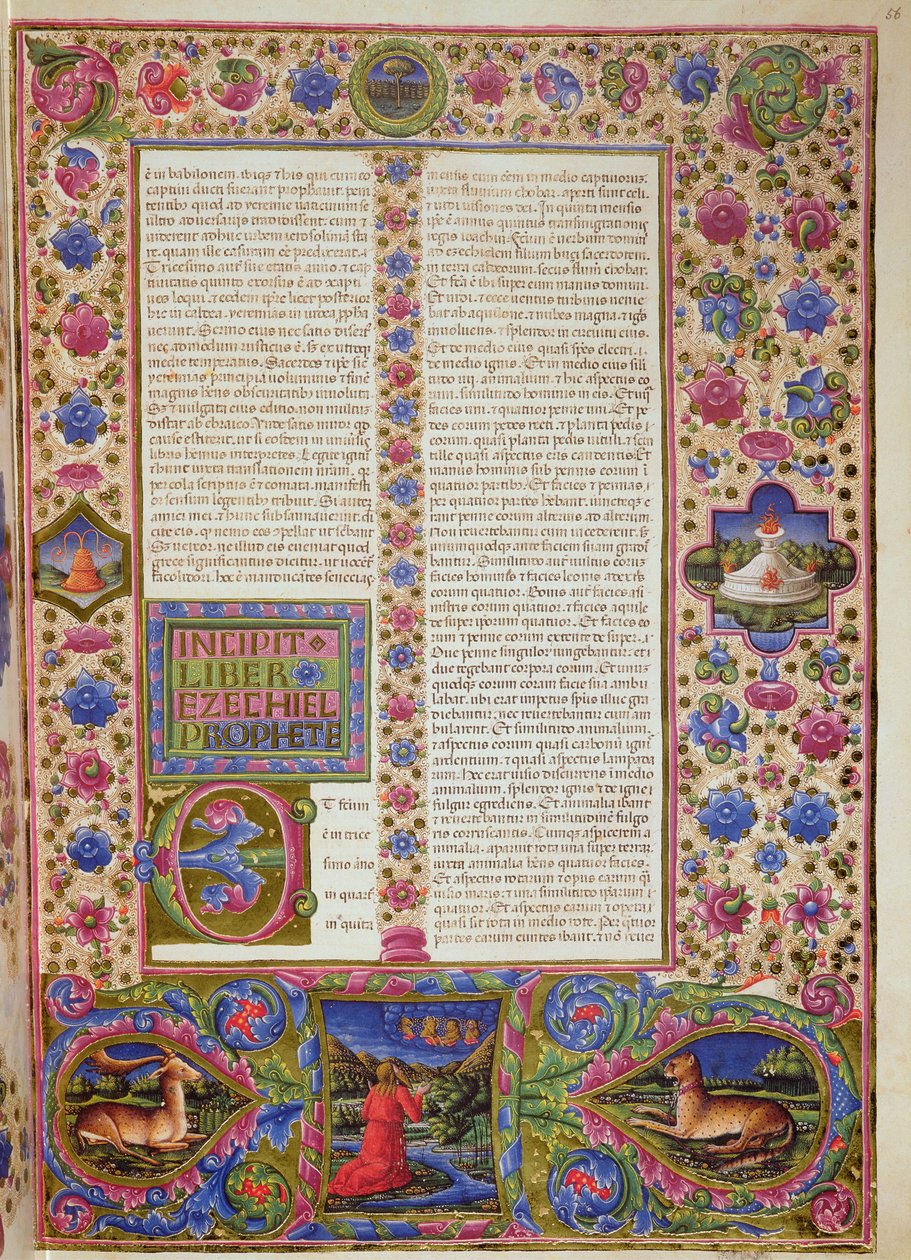 Fol.56r 《以西结书》开篇，选自 Borso d