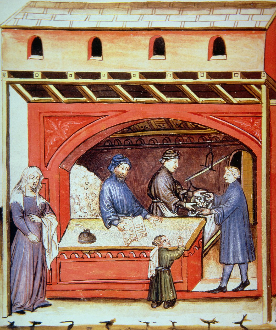 Fol.62v卖盐，插图来自Tacuinum Santiatis Codex Vindobonensis 作者 意大利学校