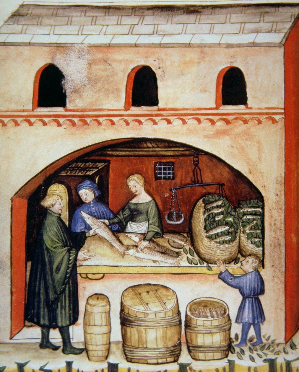Fol.82v咸鱼，Tacuinum Santiatis Codex Vindobonensis的插图 作者 意大利学校