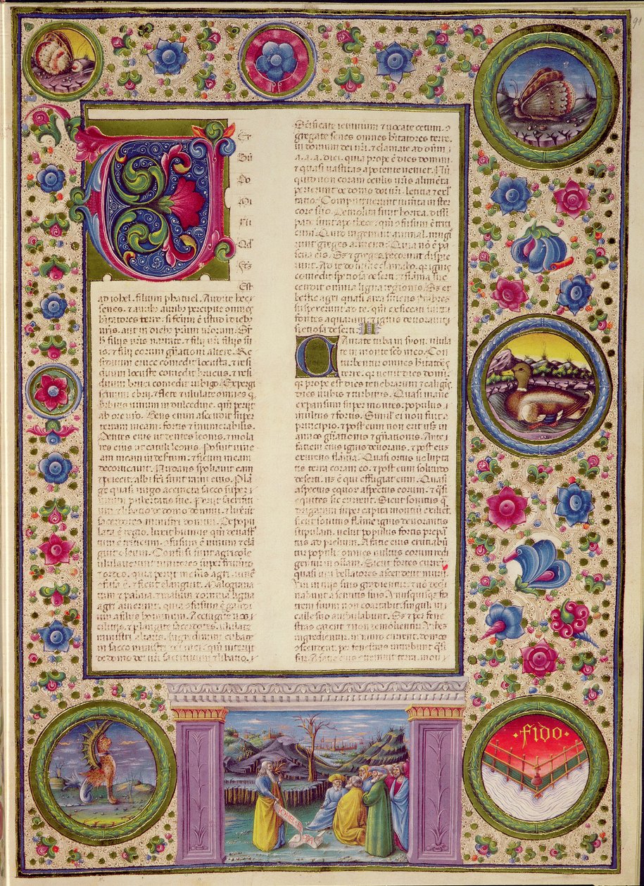 Fol.91r 先知乔尔（公元前 8 世纪在耶路撒冷传教的小先知）之书，来自 Borso d