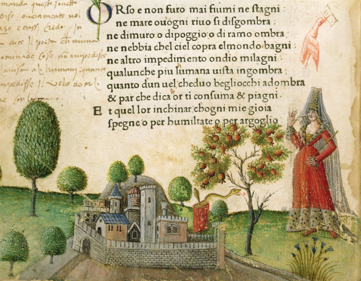 Fol.17页，"Orso e non furo mai fiumi ne stagni"，选自彼特拉克的《Canzoniere e Trionfi》，约 1470 年 作者 意大利学校