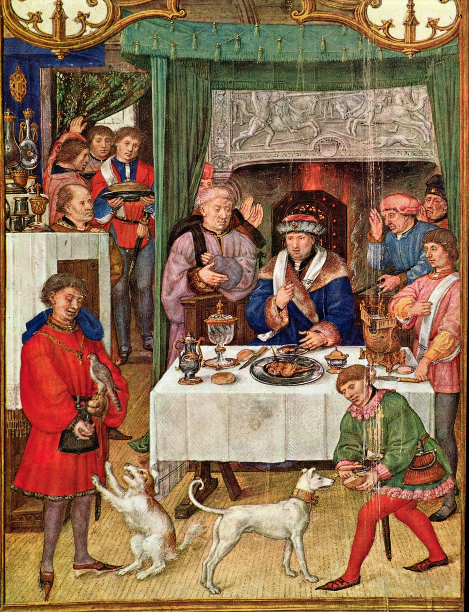 Fol 1v 1月份：富有的主在桌上，来自Breviarium Grimani，1515 作者 意大利学校