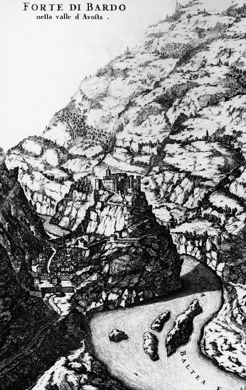 巴德堡，来自Theatrum Sabaudiae的雕版画 作者 意大利学校
