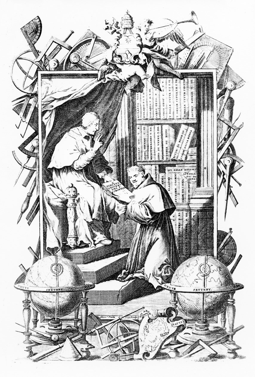 Sacro-Profana Universal Library的第一卷，Vincenzo Coronelli的第1卷，Alessandro Dalla Via的印刷品，1701年出版 作者 意大利学校