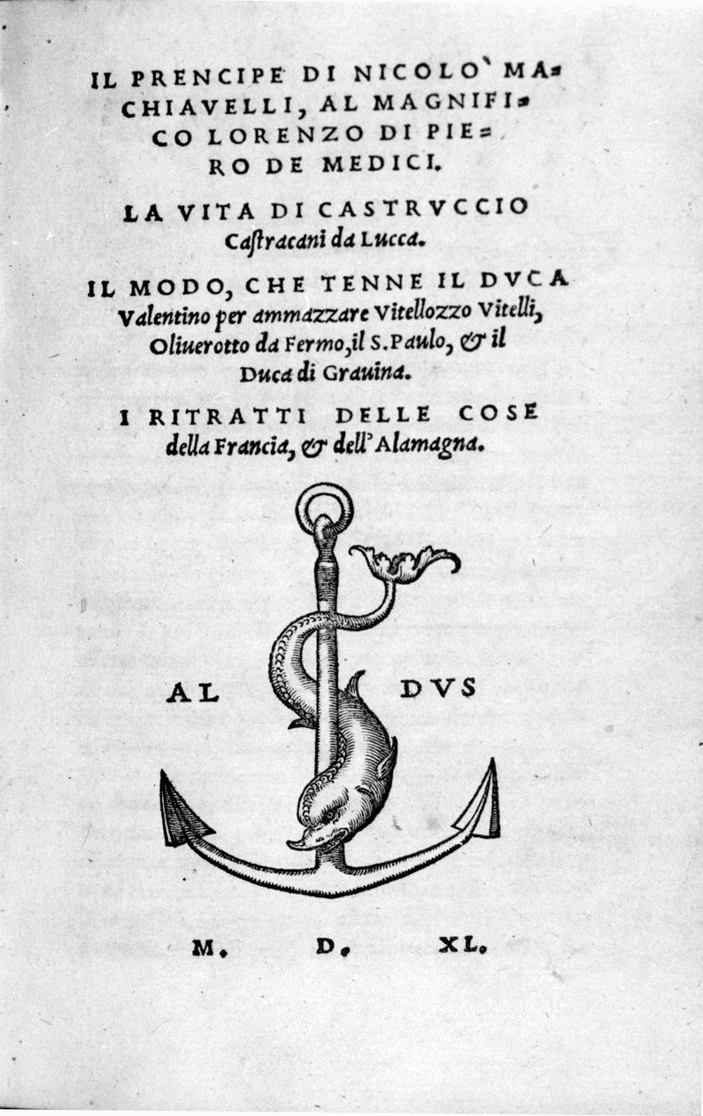 尼可罗·马基雅维利 (Niccolo Machiavelli) 的《王子》卷首画 作者 意大利学校
