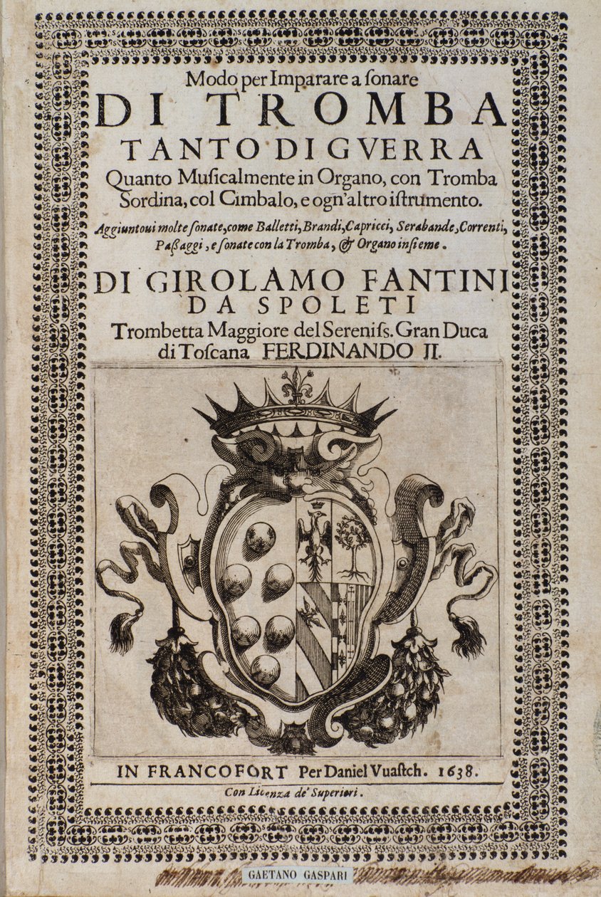通过Girolamo Fantini学习小号sonare方法学习小号的方法的主题（1600-1675） 作者 意大利学校