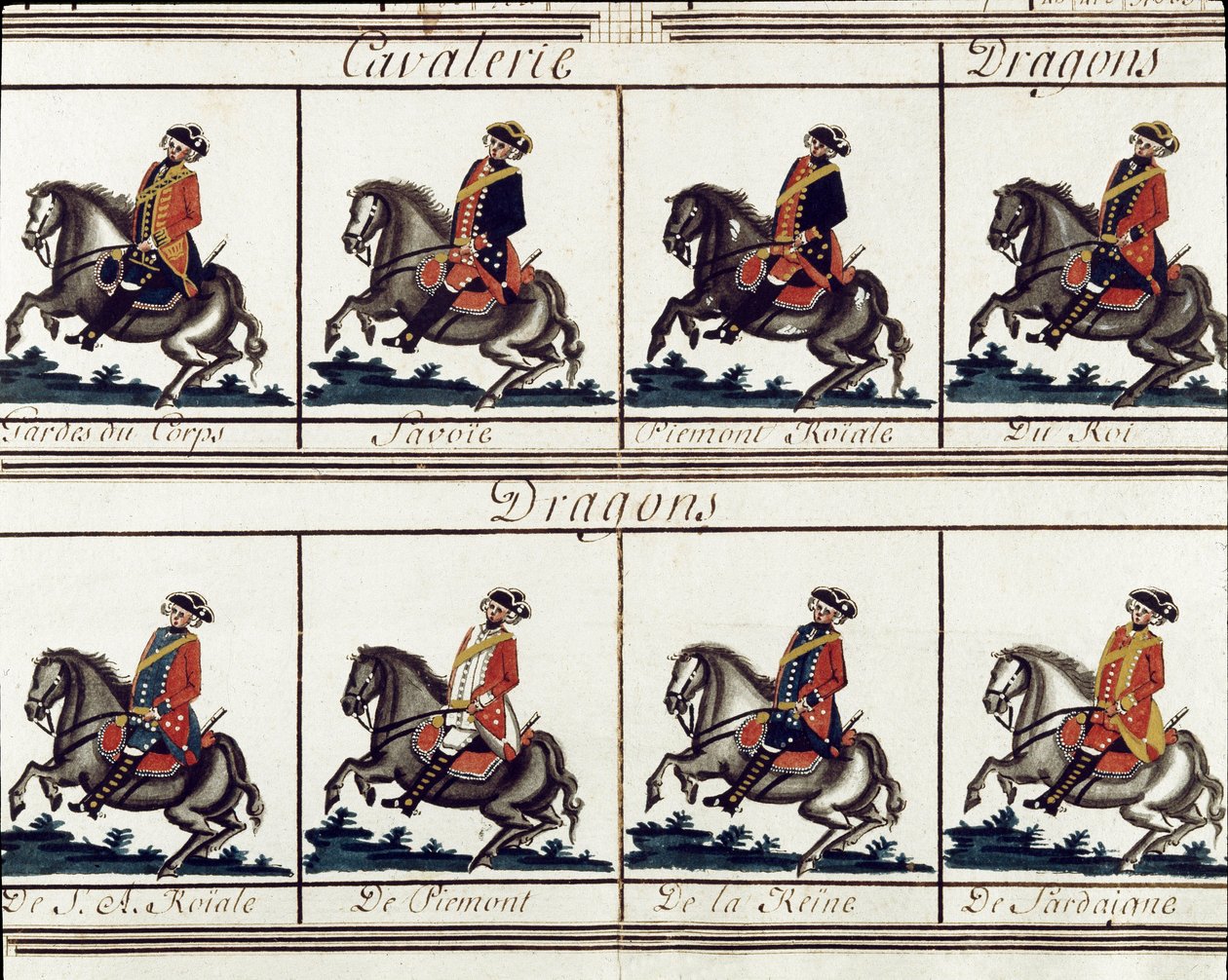 1780 年撒丁岛国王维克多·阿梅迪三世 (Vittorio Amedeo di Savoia) 的军队总表 细节 - 米兰复兴博物馆 作者 意大利学校