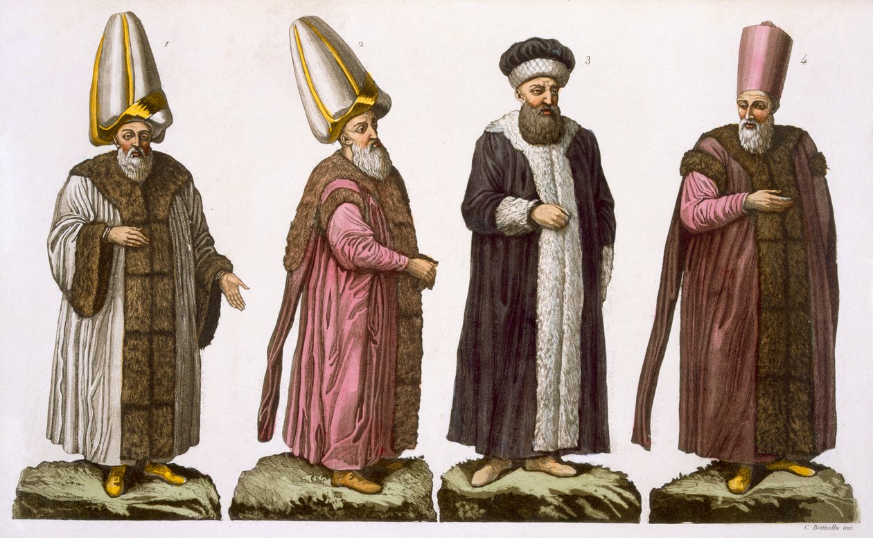 Grand Visir，Caim-Mecam，Reis-Efendi和Khodjakian，来自国家历史第一卷第三部分的第15页，由C. Botticella（aquatint）雕刻 作者 意大利学校