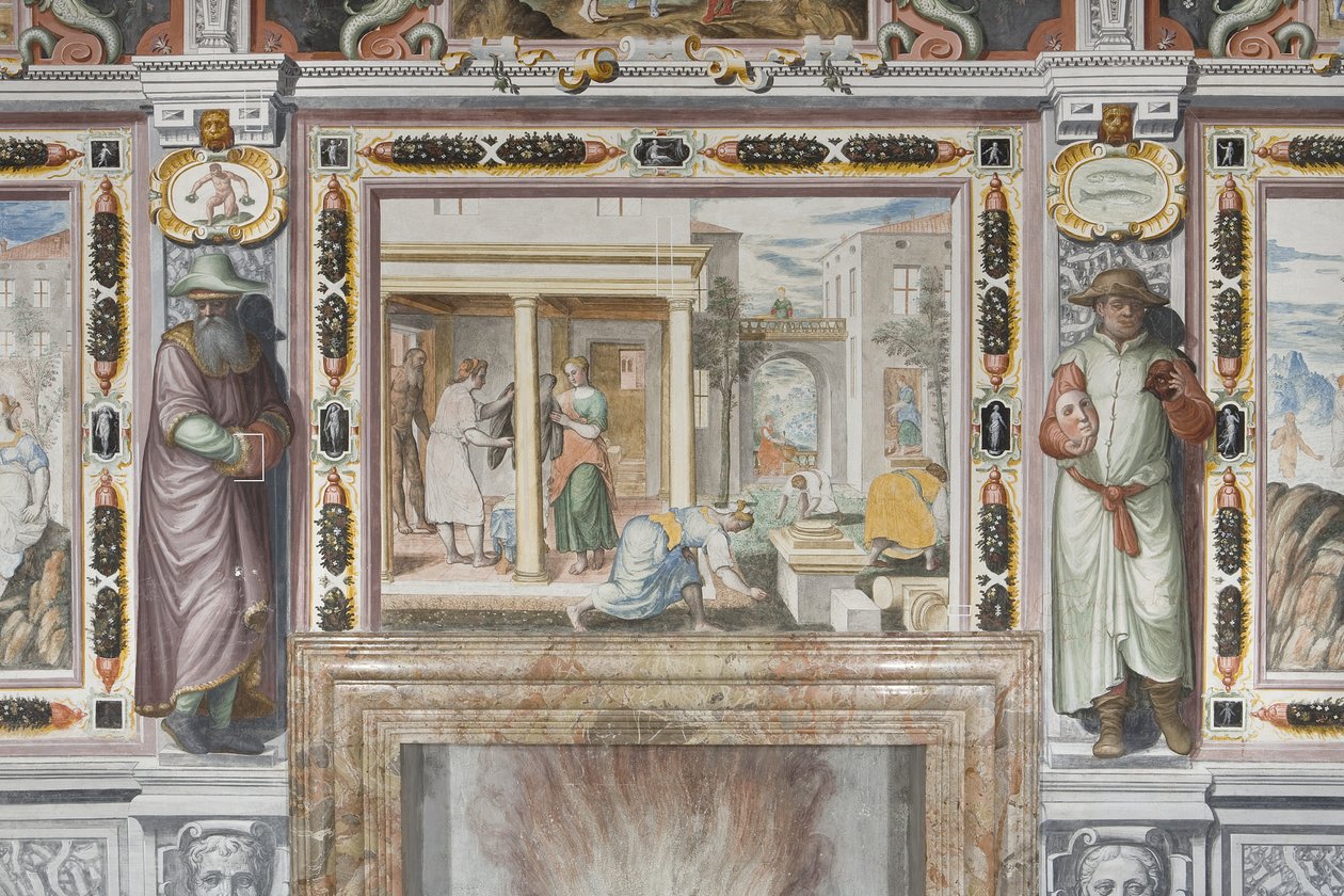 Hall of the Zodiac: Gods punishing men and male figures representing the months of the year (fresco) (detail of 3496554) 作者 意大利学校