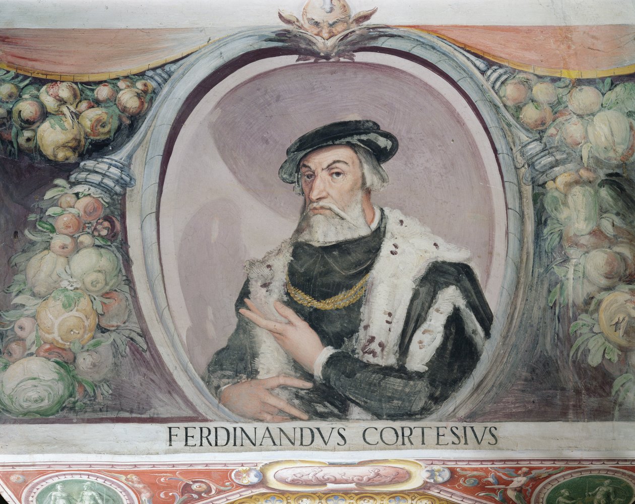 HernanCortés，位于Sala del Mappamondo 作者 意大利学校