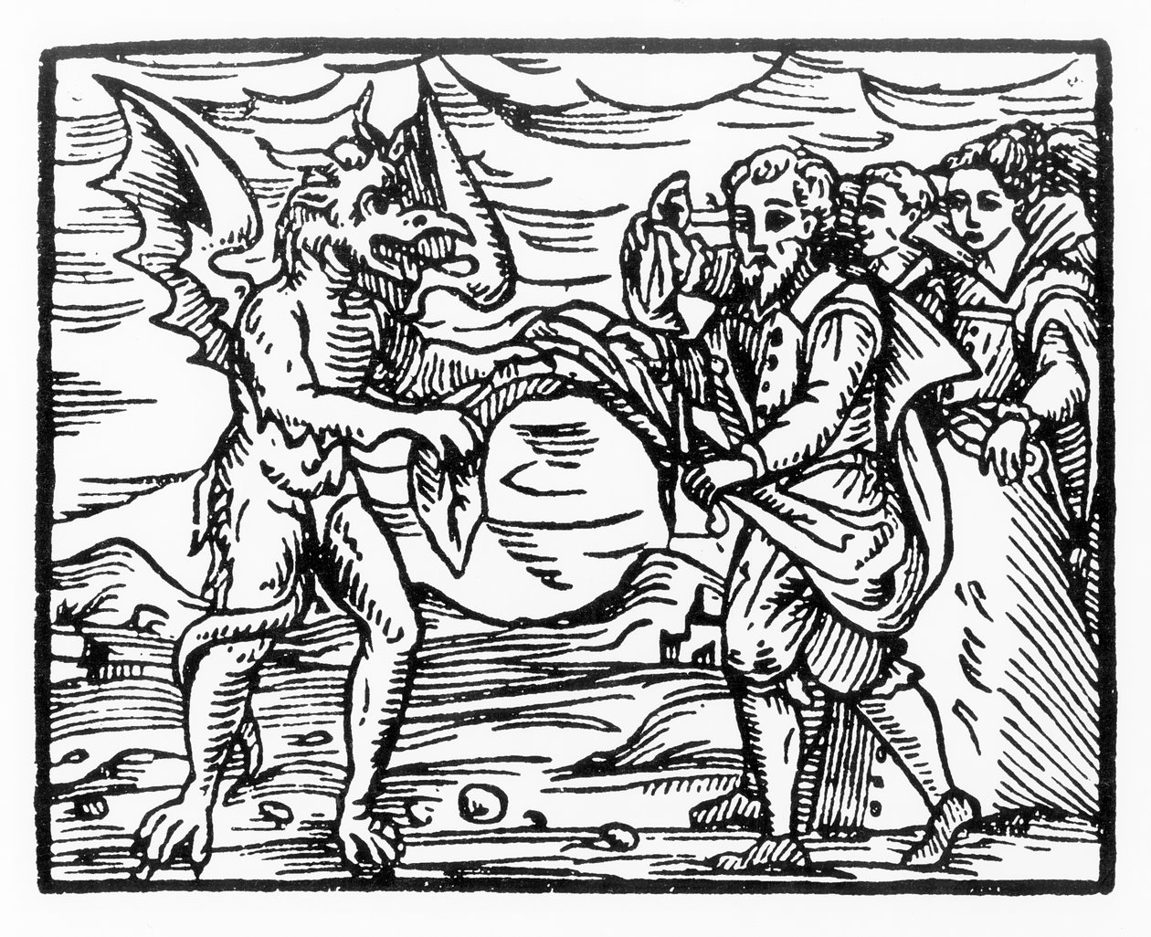 向魔鬼致敬，来自Compendium Maleticarum的插图复制品，由Fr M Guaccius，米兰1608年，用于“魔法史”，出版于19世纪末期 作者 意大利学校