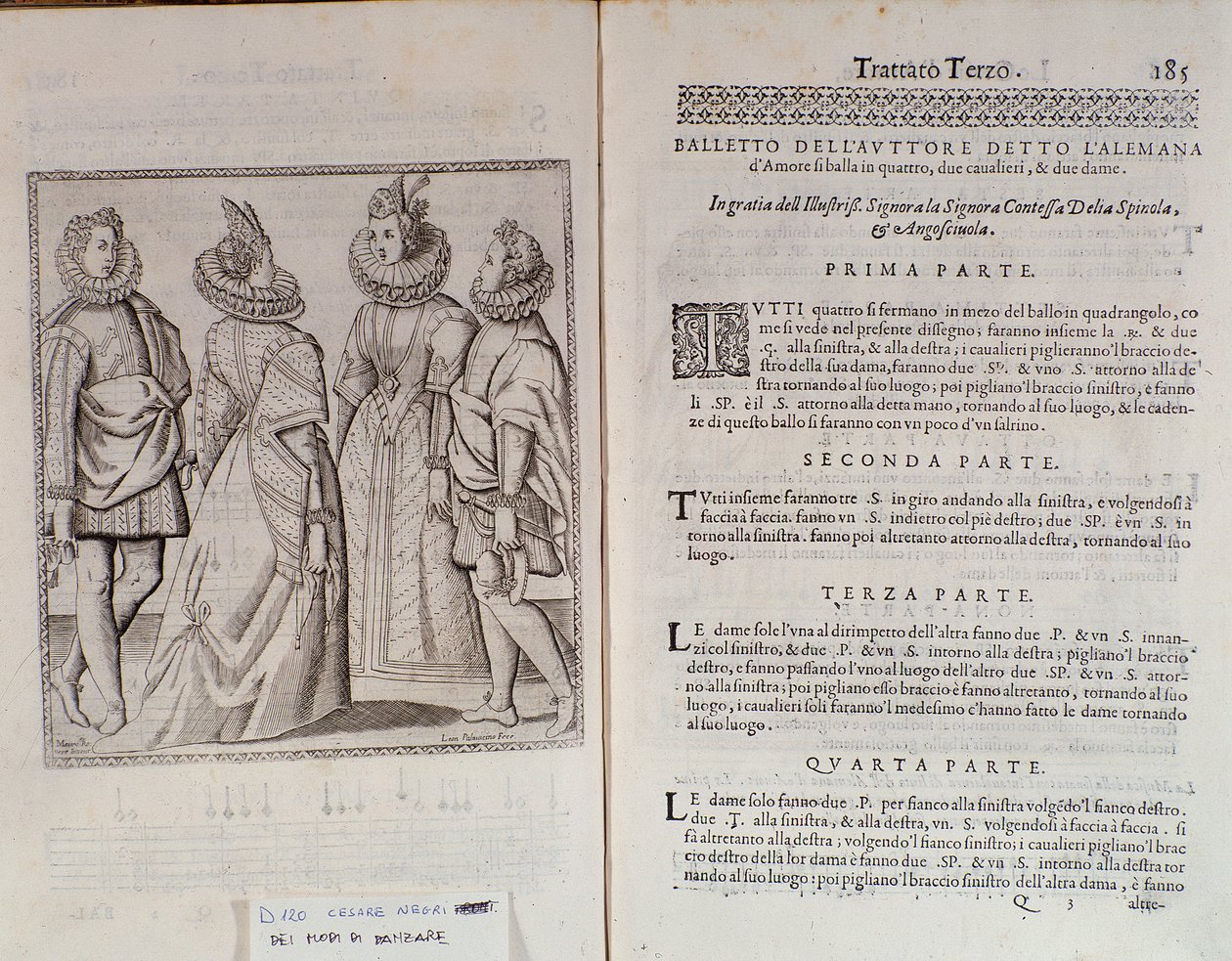 如何跳舞意大利舞蹈家Cesare Negri的The Gratie dAmore（The Graces of Love）的Alemanna双页称为The Trombone（1536-1604），舞蹈条约 作者 意大利学校