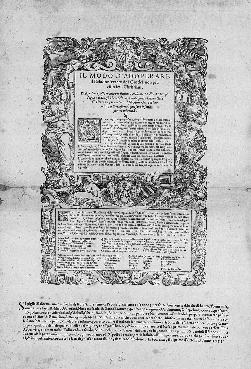 佛罗伦萨摩德纳的Jacopo Coppa使用Balador Secreto dei Giudei的方式 作者 意大利学校