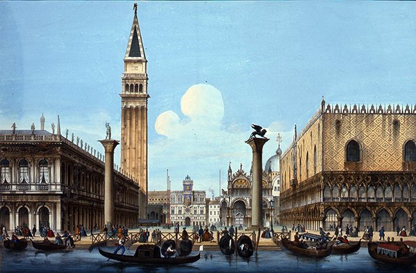 Il Molo，选自一套威尼斯四景，约 1850 年（手绘石版画） 作者 意大利学校
