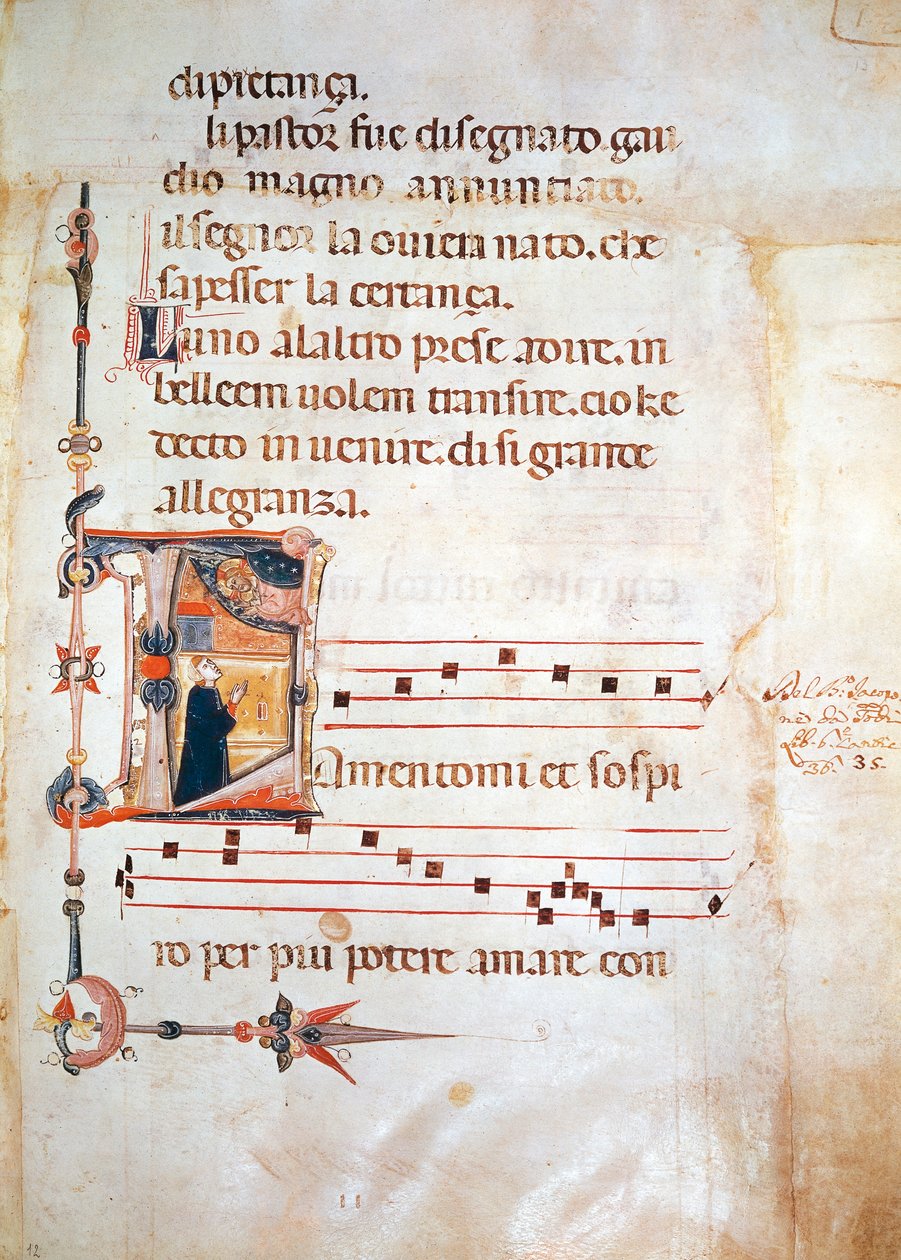 Illuminated pages from Lauda by Jacopone of Todi, manuscript 作者 意大利学校